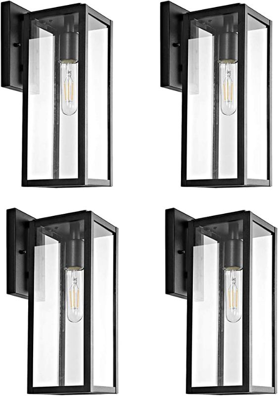 Photo 1 of Bestshared 15" Outdoor Wall Lantern, 4 Pack Exterior Wall Sconce Light Fixtures,Wall Mounted Single Light, Black Wall Lamp with Clear Glass
