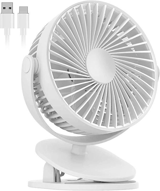 Photo 1 of CML USB Desk Clip-On Fan, 5 Inch Mini Portable Cooling Table Fan with Sturdy Clamp, Quiet Personal Small Fan with 4 Speeds Brushless Motor- White