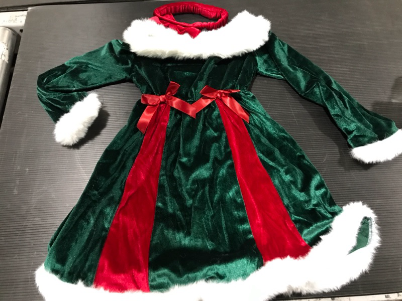 Photo 2 of 3T/4T- AIKEIDY Toddler Baby Girl Christmas Dress Long Sleeve Velvet Dress for Holiday Wedding Party
