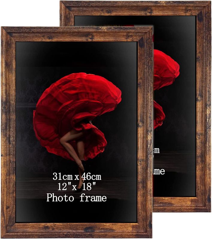 Photo 1 of 12x18 Picture Frames Set of 2 Rustic 18x12 Photo Frame for Vertical Horizontal Wall Hanging 
