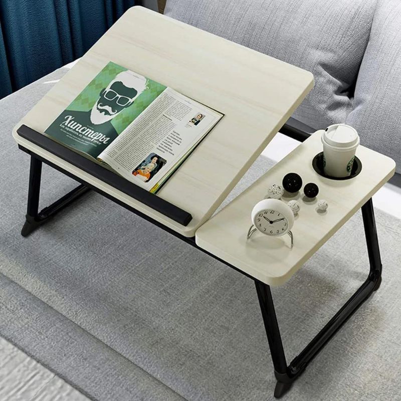 Photo 1 of Laptop Desk for Bed,Asltoy Laptop Bed Tray Table,Foldable Lap Desk Stand Notebook Desk Adjustable Laptop Table for Bed Portable Notebook Bed Tray Lap Tablet with Cup Holder (Beige) 