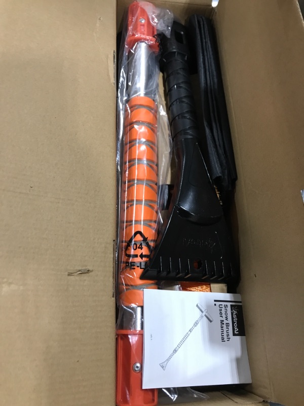 Photo 2 of AstroAI 47.2" Ice Scraper and Extendable Snow Brush for Car Windshield with Foam Grip and 360° Pivoting Brush Head for Christmas Car Auto Truck SUV(Orange) https://a.co/d/bwPkVS9