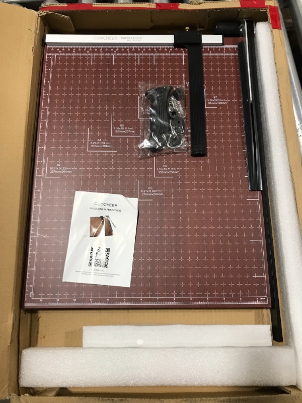 Photo 2 of Heavy Duty Guillotine Paper Cutter, A3 Large Paper Trimmer Blade Gridded Photo Guillotine Craft Machine, 18 inch Cut Length, 18.9" x 15.0" (Use for A2-A7) A3 Red