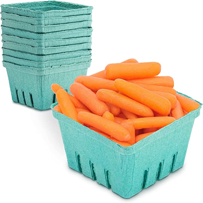 Photo 1 of [44 Pack] Quart Green Molded Pulp Fiber Berry Basket Produce Vented Container for Fruit and Vegetable, Farmer Market, Grocery Stores and Backyard Party