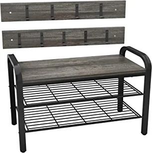 Photo 1 of Armocity Coat Rack Shoe Bench Sets, 3 Tier Entryway Shoe Bench With Coat, Gray
