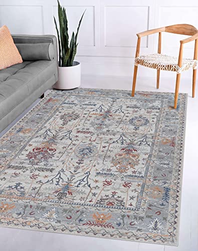 Photo 1 of Adiva Rugs Machine Washable Area Rug with Non Slip Backing for Living Room, Bedroom, Bathroom, Kitchen, Printed Persian Vintage Home Decor, Floor Deco
5X7