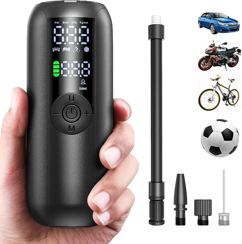 Photo 1 of LILTSDRAE Bike Pump Mini Tire Inflator Portable Air Compressor 150PSI Cordless Electric Bicycle Air Pump, Auto Shut-Off with Presta and Schrader Valve Smart Electric Pump (4000mAh Battery Cordless) 