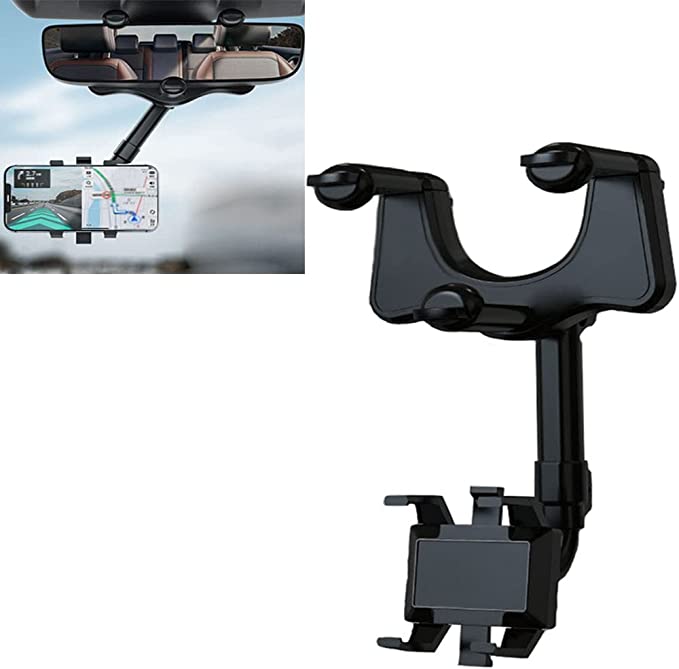 Photo 1 of 360° Rearview Mirror Smartphone Holder for Car (Grey)