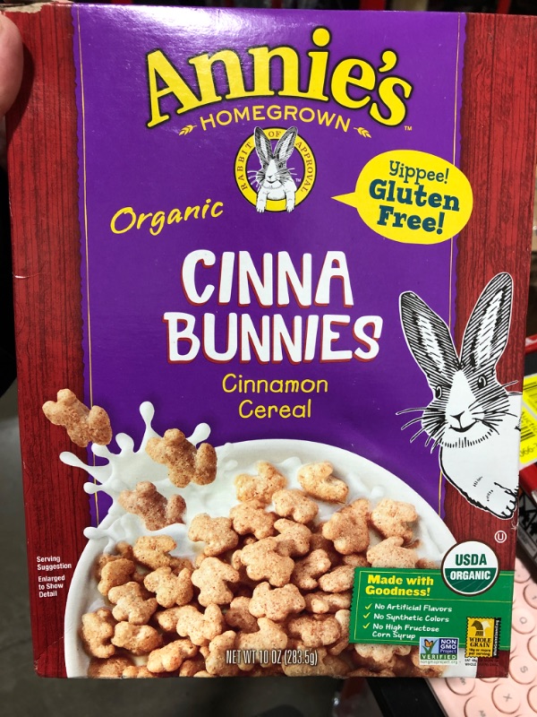 Photo 2 of 2 boxes- ANNIE'S HOMEGROWN, Organic Cereal, Cinnabunnies, 10 oz - No Artificial Ingredients GMO Free 95%+ Organic