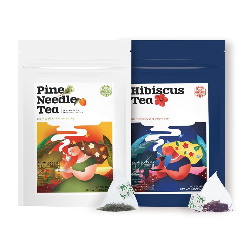 Photo 1 of (80T)Farmer Queen Tea bag Pine Needle 40T + Hibiscus 40T Set 