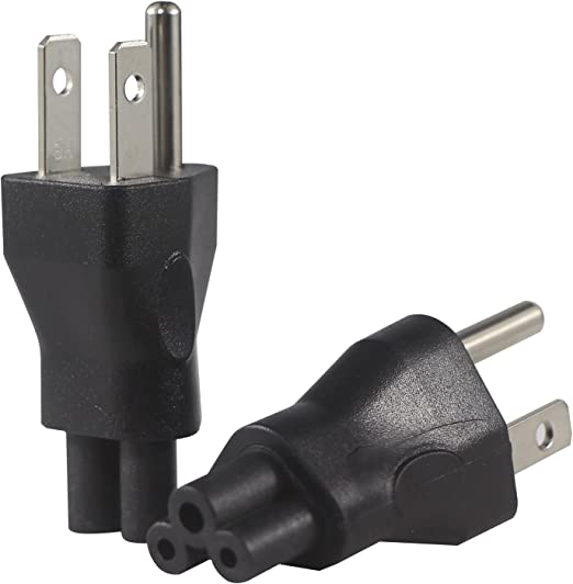 Photo 1 of 2-QIUCABLE IEC C5 To NEMA 5-15P Adapter,5-15P AC Plug Adapter,IEC 60320/320 Female Socket Power Converter,Us 3Pin Male 3 Pole Plastic Adapter Black(2pack- so 4 total)