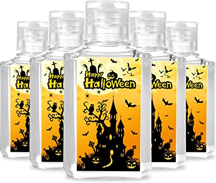 Photo 1 of 30 Pcs Halloween Stickers Hand Sanitizer Labels Halloween Party Favor Stickers Bottle Labels Sticker Waterproof Wine Bottle Label Stickers with Pumpkin Bat Patterns for Halloween (Weird Style)
