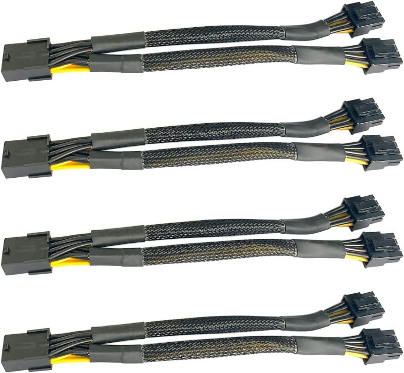 Photo 1 of ALEKOR 16 AWG GPU VGA PCI-e 8Pin PCI Express Graphics Video Card 8 Pin Female to Dual GPU 8(6+2) Pin Male Splitter Power Cord Braided Sleeved Cable 9-inches (4 Pack) 