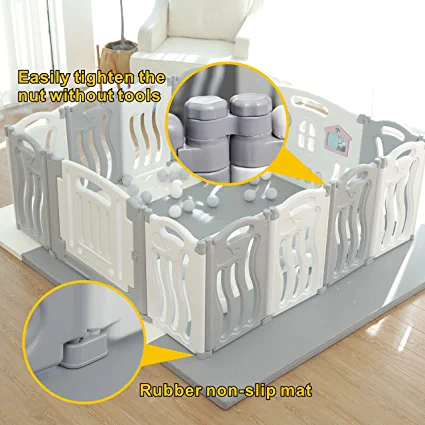 Photo 1 of Foldable Baby playpen Baby Folding Play Pen Kids Activity Centre Safety Play Yard Home Indoor Outdoor New Pen with Drawing Board black 
