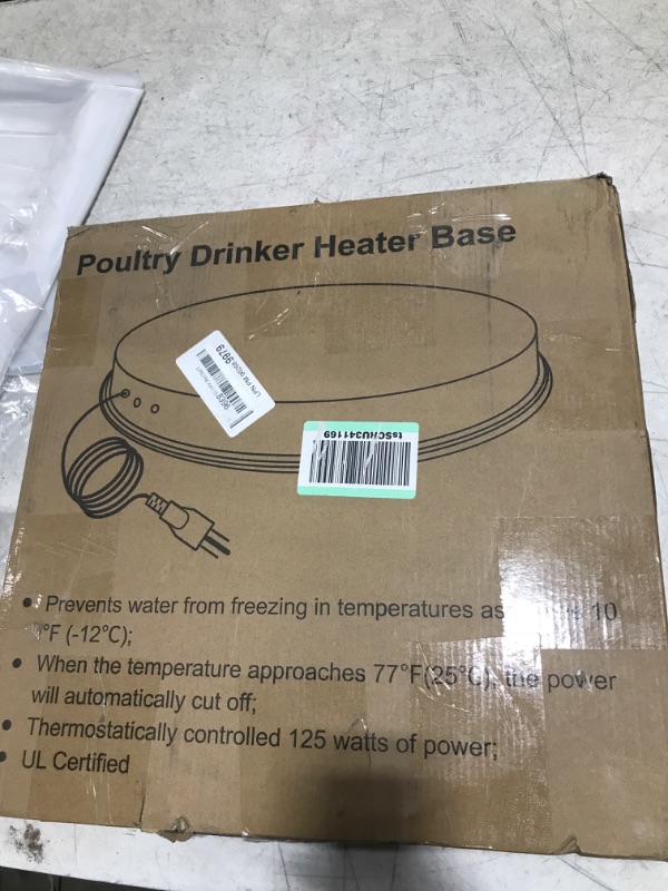 Photo 1 of H&G lifestyles Poultry Drinker Heater Base for Chicken Water Heater for Winter Deicer Heated Base
