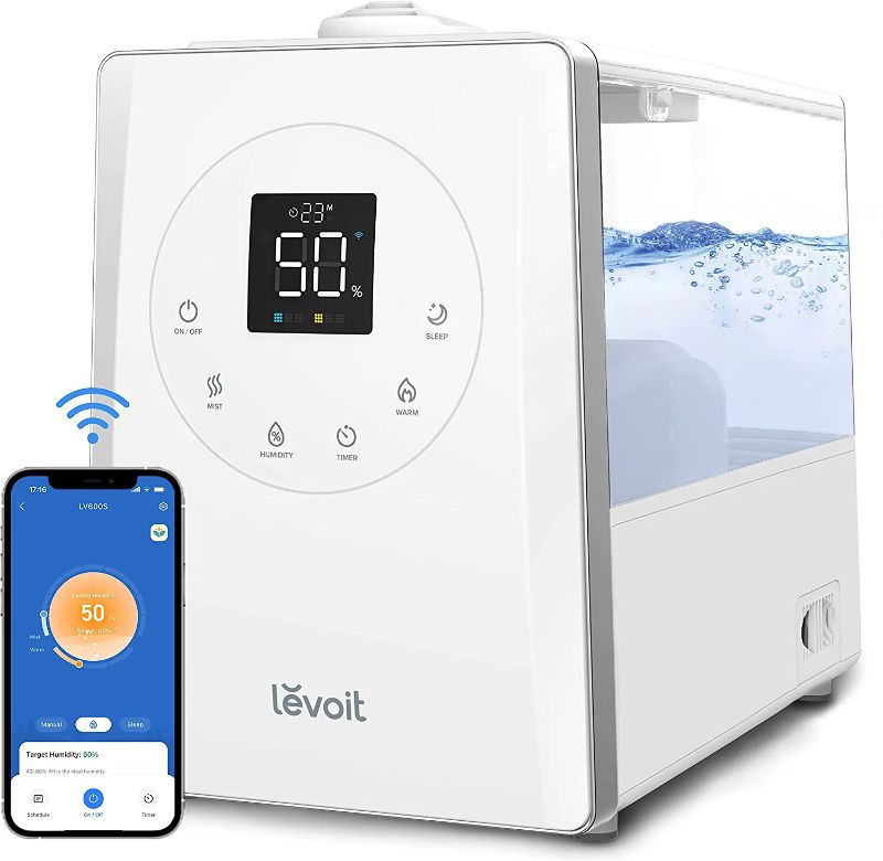 Photo 1 of LEVOIT LV600S Humidifiers for Bedroom Large Room Home, 6L Warm and Cool Mist Top Fill Ultrasonic Air Vaporizer, Smart App & Voice Control, Quickly...
