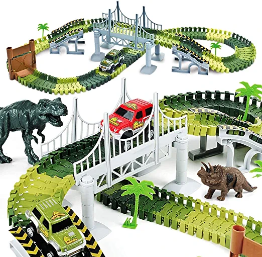 Photo 1 of Dinosaur Toys, Create A Race Car Track Dino World with Flexible Track and 2 Cool Cars, Best Gift for Toddler Kids Boys Girls Age 3 4 5 6 7 Year Old (185pcs)
