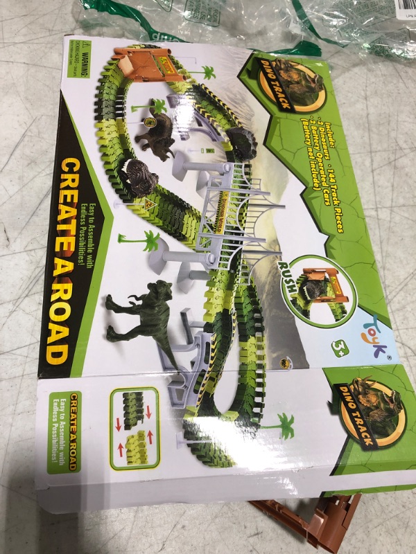 Photo 2 of Dinosaur Toys, Create A Race Car Track Dino World with Flexible Track and 2 Cool Cars, Best Gift for Toddler Kids Boys Girls Age 3 4 5 6 7 Year Old (185pcs)
