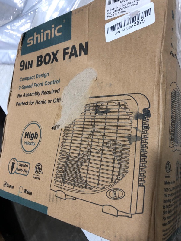 Photo 2 of Shinic 9inch desk box fan 