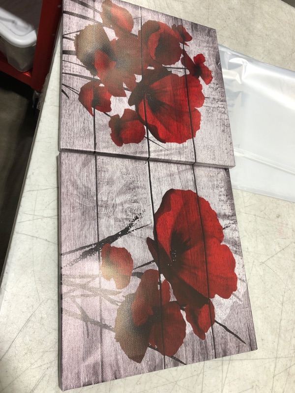 Photo 1 of 2 pc wall art (red roses/wood) 
for Kitchen Bedroom Living Room Decoration