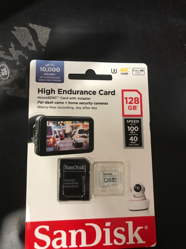 Photo 2 of SanDisk 128GB High Endurance Video MicroSDXC Card with Adapter for Dash Cam and Home Monitoring Systems - C10, U3, V30, 4K UHD, Micro SD Card - SDSQQNR-128G-GN6IA Wyze
