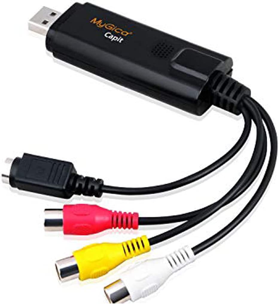 Photo 1 of MyGica Capit USB Video Capture for Windows, Capture Analog Video to Digital, Convert VHS Composite and S-Video to USB on PC - Black
