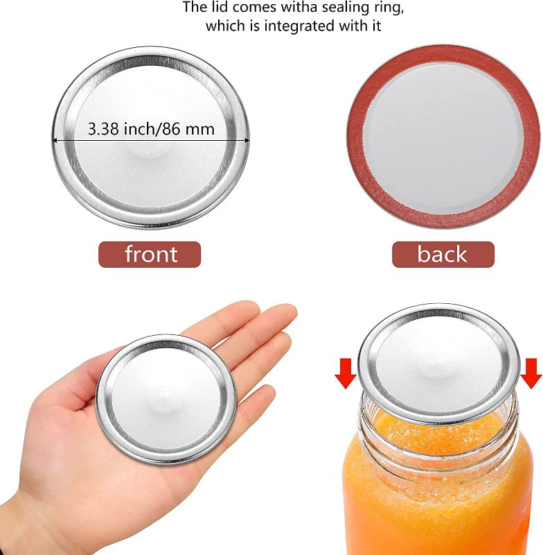 Photo 2 of 100-Count,[Wide Mouth] Canning Lids for Ball, Kerr Jars - Split-Type Metal Mason Jar Lids for Canning - Food Grade Material, 100% Fit & Airtight for Regular Mouth Jars (100 pcsWide Mouth) 