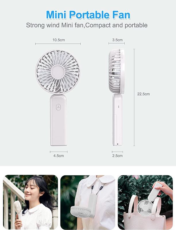 Photo 2 of Portable Handheld Fan, Small Personal Fan, DARKBEAM 4in1 Hand Held Foldable Desk Hanging Neck Fans Rechargeable Battery Operated, USB Fan with Phone Stand Mini for Travel, Camping, 26H Working/3 Modes 