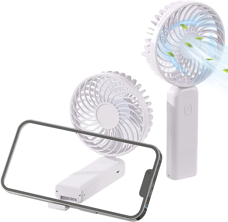 Photo 1 of Portable Handheld Fan, Small Personal Fan, DARKBEAM 4in1 Hand Held Foldable Desk Hanging Neck Fans Rechargeable Battery Operated, USB Fan with Phone Stand Mini for Travel, Camping, 26H Working/3 Modes 