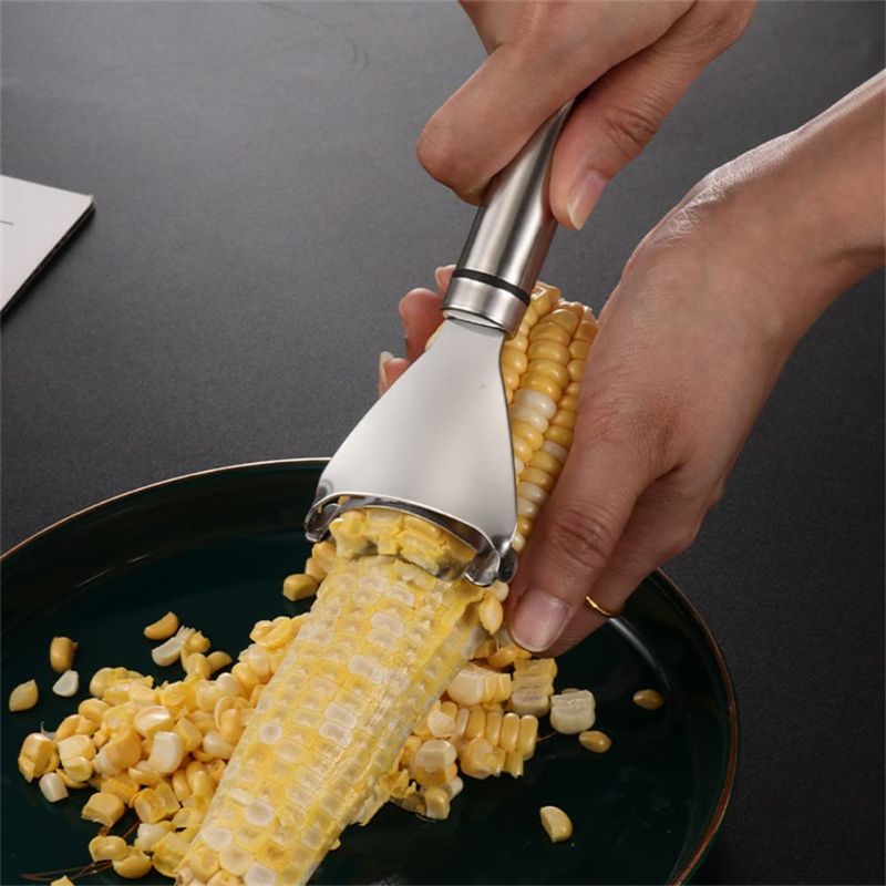 Photo 3 of 3 PCS Stainless Steel Corn Peeler, Corn on the Cob Remover Tool, Magic Corn Stripper with Ergonomic Handle Useful Kicthen Tool 