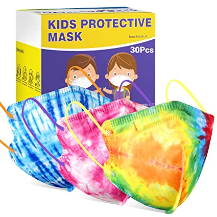 Photo 1 of Zoonana Kids Disposable Face Masks, Upgraded 30 Pcs Breathable 4-Ply Protection Mask with Elastic Earloop for Children Boys Girls Tie Dye Colorful
