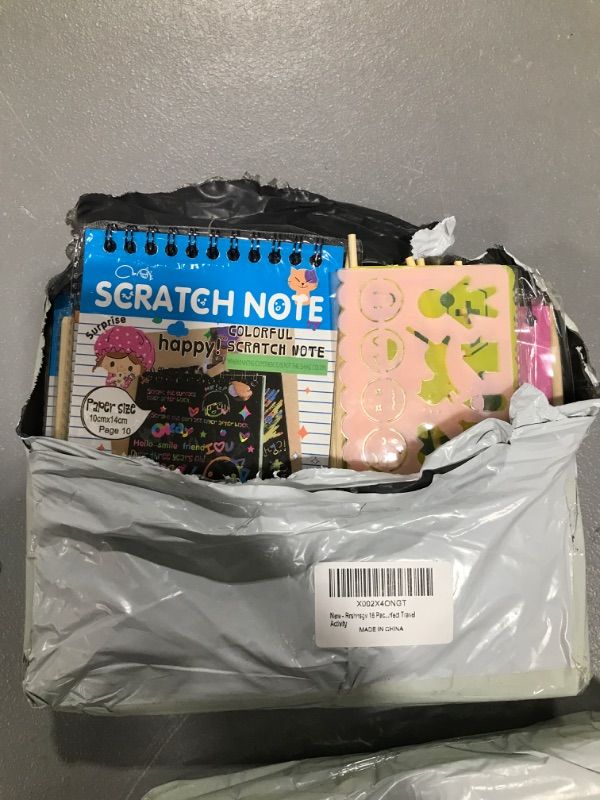 Photo 1 of 16 Pack Scratch Arts and Crafts Notebooks,Scratch Note Pads for Kids,Includeing 4 Drawing Stencils and 16 Wooden Stylus,Scratch Paper for Kids Art Party Supplies Stocking Stuffers
