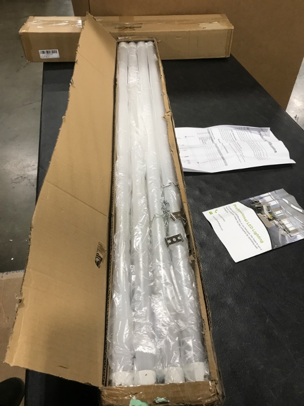 Photo 1 of 4 Pack 4FT Linkable LED Shop Light, Utility Shop Light Fixture, 4400lm, 42W [250W Equivalent], 5000K Daylight White Shop Lights for Garage,Hanging or Surface Mount, W/ Power Cord, ETL White 4FT
