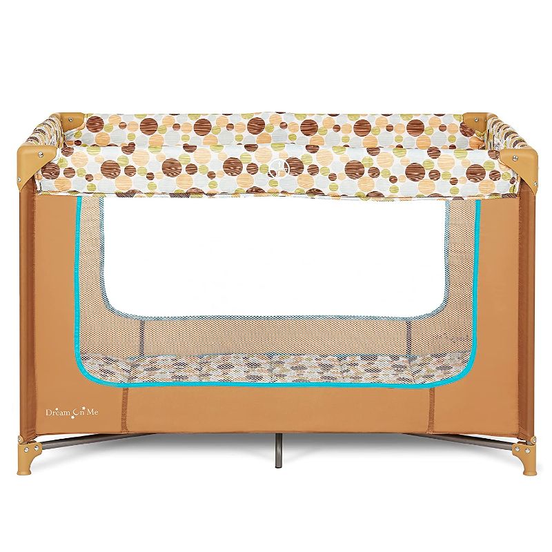 Photo 1 of Dream On Me Zodiak Portable Playard in Coffee and Blue, Lightweight, Packable and Easy Setup Baby Playard, Breathable Mesh Sides and Soft Fabric - Comes with a Removable Padded Mat
