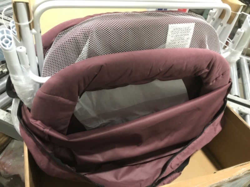 Photo 2 of Dream On Me Traveler Portable Bassinet in Berry, Lightweight and Breathable Mesh Design, Easy to Clean and Fold Baby Bassinet - Carry Bag Included