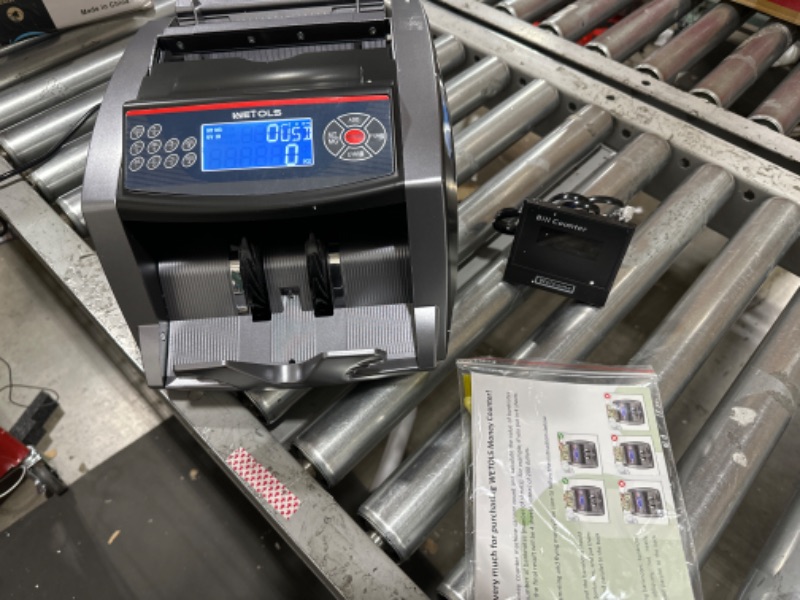 Photo 1 of WETOLS Money Counter Machine with 3 Screens, UV/IR/DD/MG/MT Counterfeit Detection, USD/EUR, Portable Bill Counter with Add/Batch/Auto/Count/Reset Modes, 1,000 Bills/Min (NOT Count Value of Bills)