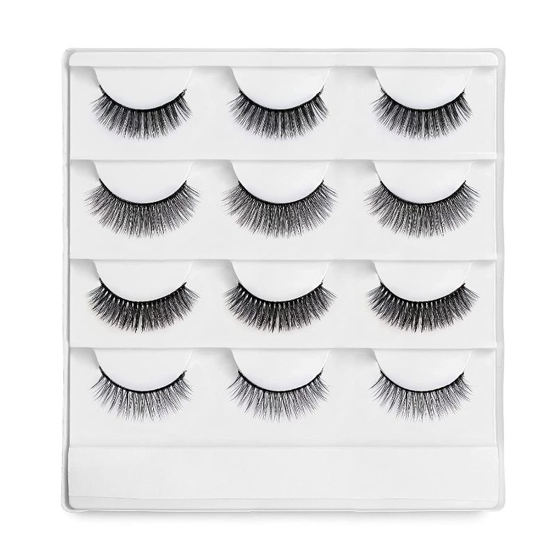 Photo 1 of 3D FLUFFY FALSE EYELASHES NATURAL LOOK TO DRAMATIC - REUSABLE SOFT EXTENSION FAUX THICK REAL MINK EYE LASHES - LIGHT VOLUME MAKEUP FAKE LASHES - 12 PACK SET - 4 MIXED STYLES
