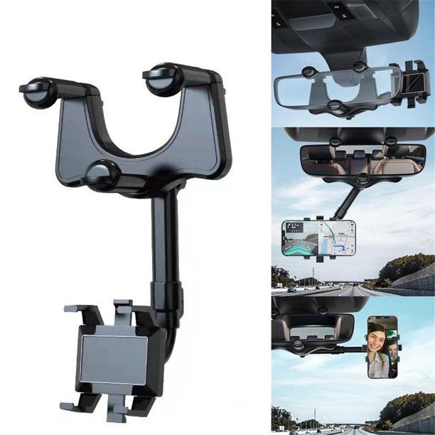 Photo 1 of 2022 Rotatable and Retractable Car Phone Holder - Multifunctional Car Rearview Mirror Phone Holder, Universal 360 Degree Rotatable Rear View Mirror Phone Mount, for All Mobile Phones
