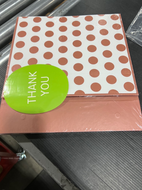 Photo 1 of Green Bean 3 Gift Boxes 11x7.8x2.3 Inches, Rose Gold Gift Boxes with Lids, Shirt Gift Boxes, Magnetic Gift Boxes for Gift Packaging (Glossy Metallic Rose Gold, Dot Design Inside)