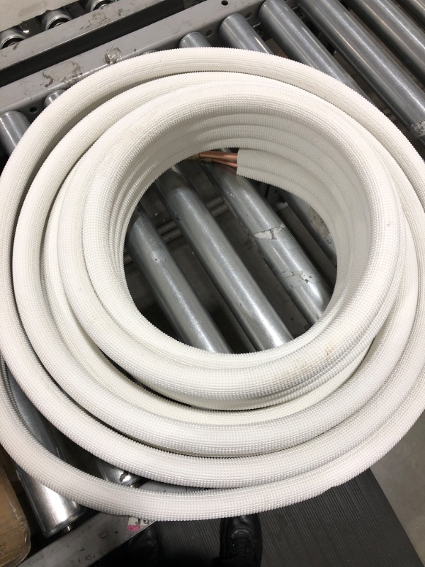 Photo 2 of 50' Insulated Copper Tube 1/4" LL x 3/8" SL Mini Split Refrigerant Line Set w/ Flare Nuts, 3/8" Insulation (50 Ft.)
