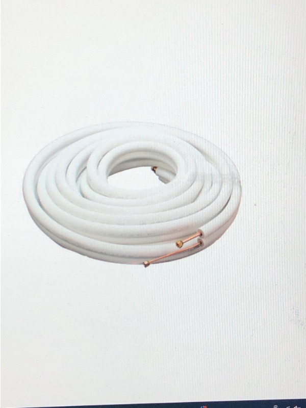 Photo 1 of 50' Insulated Copper Tube 1/4" LL x 3/8" SL Mini Split Refrigerant Line Set w/ Flare Nuts, 3/8" Insulation (50 Ft.)
