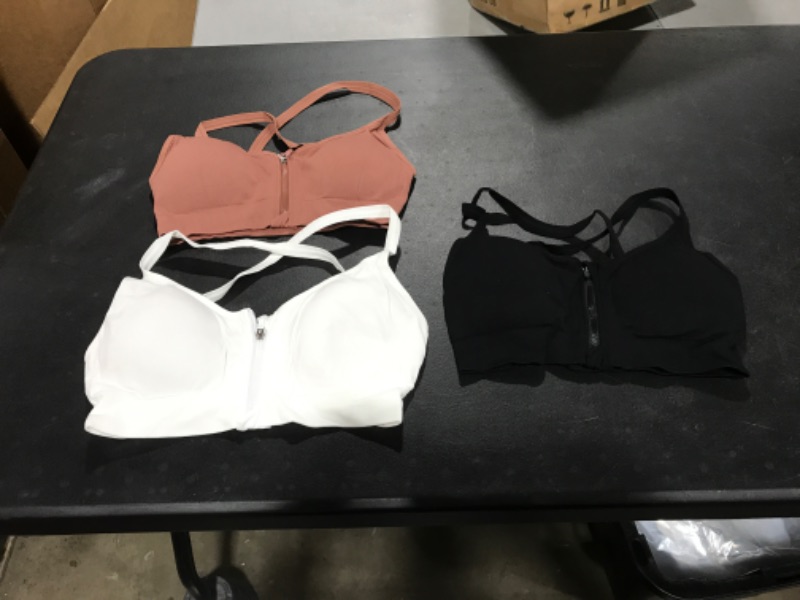 Photo 1 of AKAMC 3 Pack Women's Medium Support Cross Back Wirefree Removable Cups Yoga Sport Bra Medium