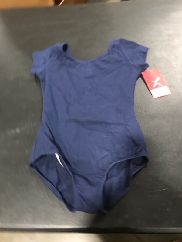 Photo 2 of Capezio girls Classic Short Sleeve Leotard Medium Navy