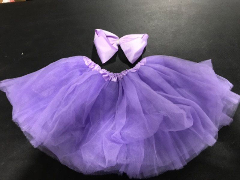 Photo 1 of BGFKS 5 Layered Tulle Tutu Skirt for Girls with Hairbow, Ballet Dressing Up Kid Tutu Skirt Purple 2-8 Years Old