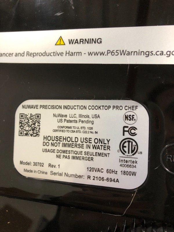 Photo 3 of Nuwave Pro Chef Induction Cooktop, NSF-Certified Commercial-Grade, Portable, Large 8” Heating Coil, Temp Settings from 100°F to 575°F, Perfect for Commercial & Professional Settings