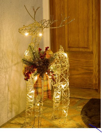 Photo 1 of Alpine Corporation Gold Wire Holiday Decor Reindeer with Warm White LED Lights
