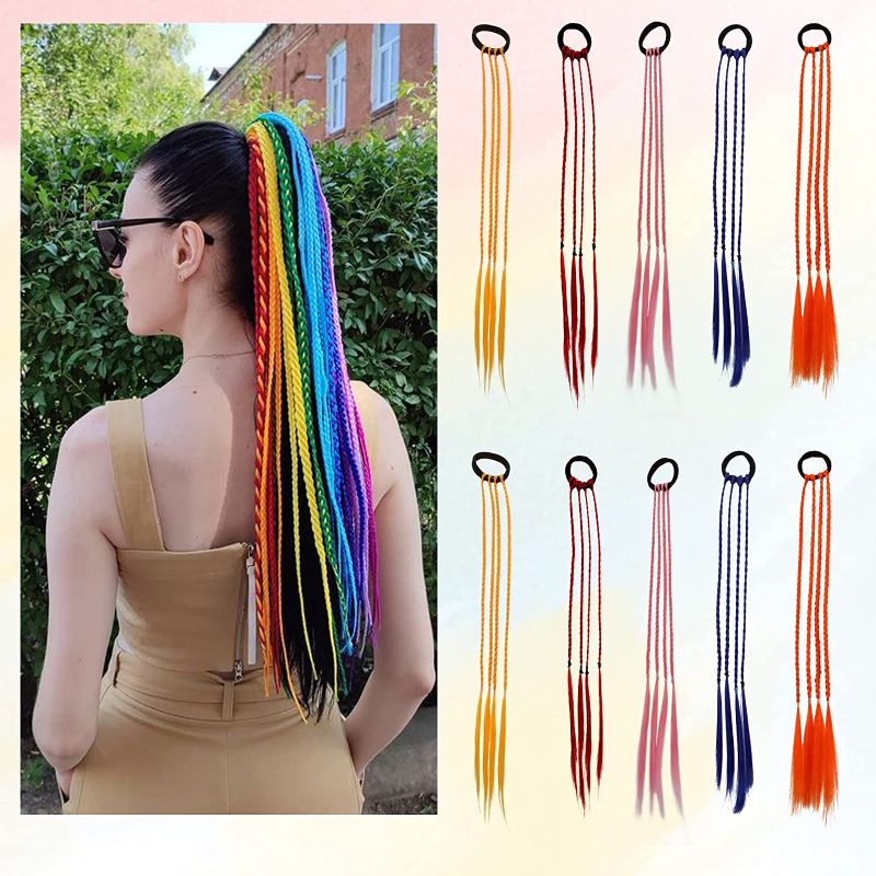 Photo 1 of Barsdar Colourful Hair Strands Colourful Hair Extensions Hair Pieces Synthetic Suitable for Girls Children Braided Hairpiece for Party Hair Accessories
