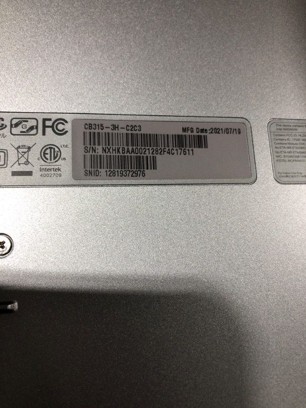 Photo 6 of REFURBISHED Acer Chromebook 315, Intel Celeron N4000, 15.6" HD Display, 4GB LPDDR4, 64GB eMMC, Google Chrome, CB315-3H
