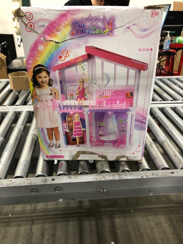 Photo 1 of Doll House Large Plastic Dollhouse and Big Dreamhouse with Doll House Furniture, Pretend Play Toys Gifts for Girls,Fully Furnished Fashion Dollhouse