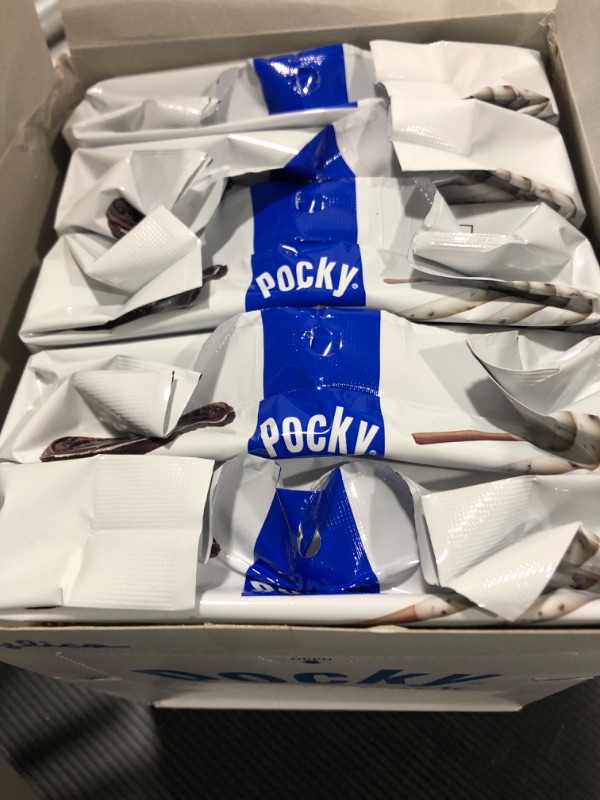 Photo 1 of (5 PACK) Glico Pocky Chocolate 9 Packs Japanese Snack Party Pack -- Cookies and Cream Flavor